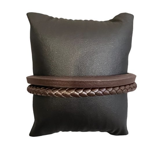 NWOT NORDSTROM Brown Leather Silver Closure Bracelet - Picture 5 of 5